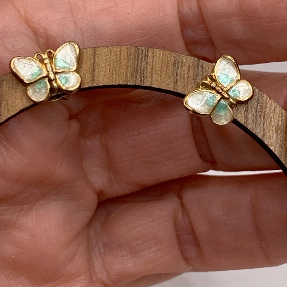 Italian Designer Dyadema Gold over Sterling Butterfly Studs